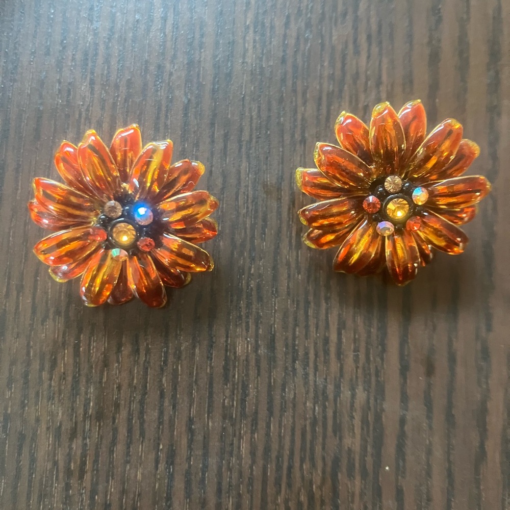 Vintage Joan Rivers bright Orange stud earrings